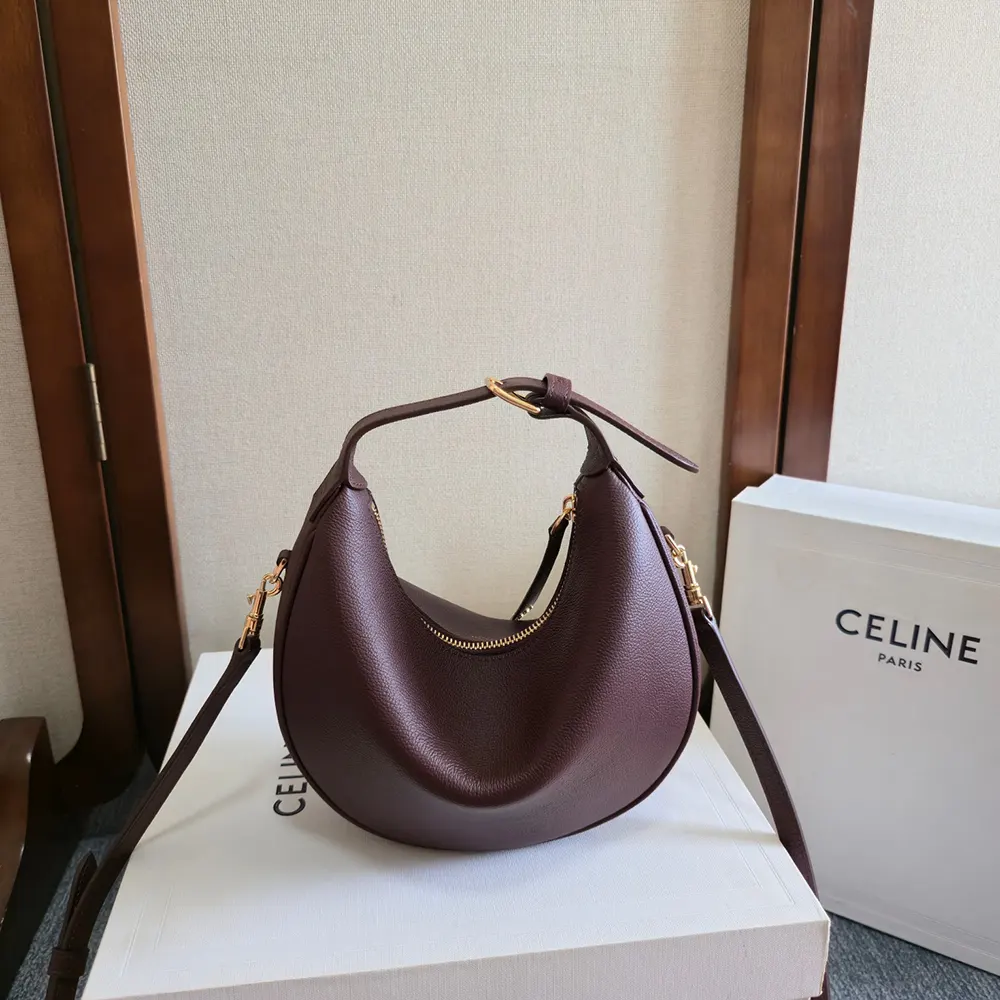Side angle showing grained calfskin texture on Teen Celine Lulu