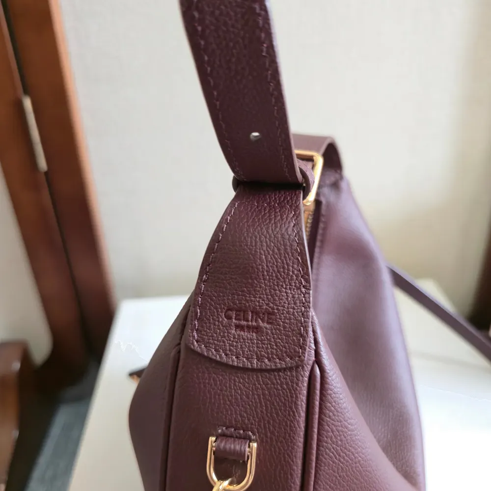 Celine Women Teen Celine Lulu in Grained Calfskin-Deep Burgundy - image 6