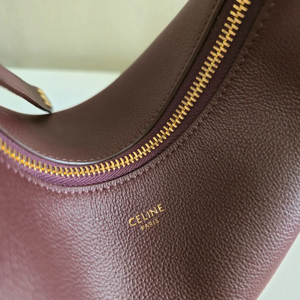 Celine Women Teen Celine Lulu in Grained Calfskin-Deep Burgundy - image 9