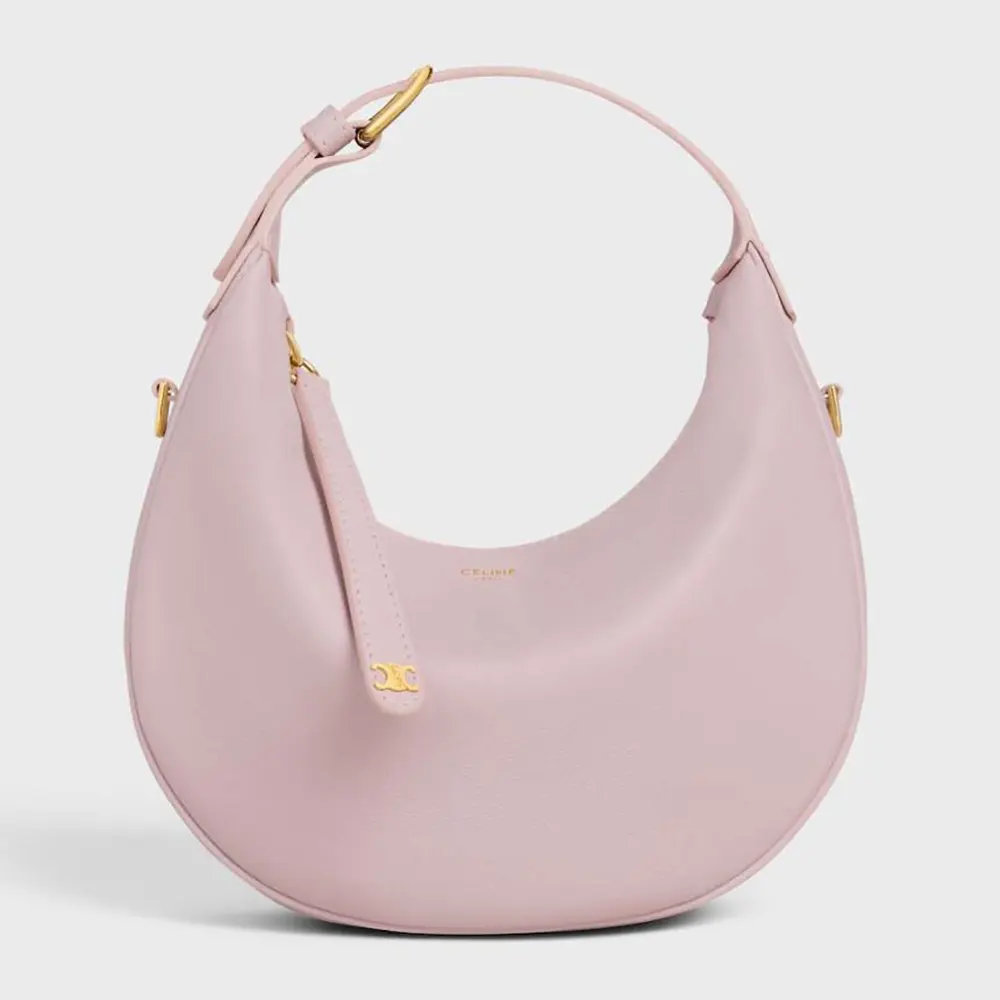 Front angle of Celine Women Teen Celine Lulu in pink grained calfskin