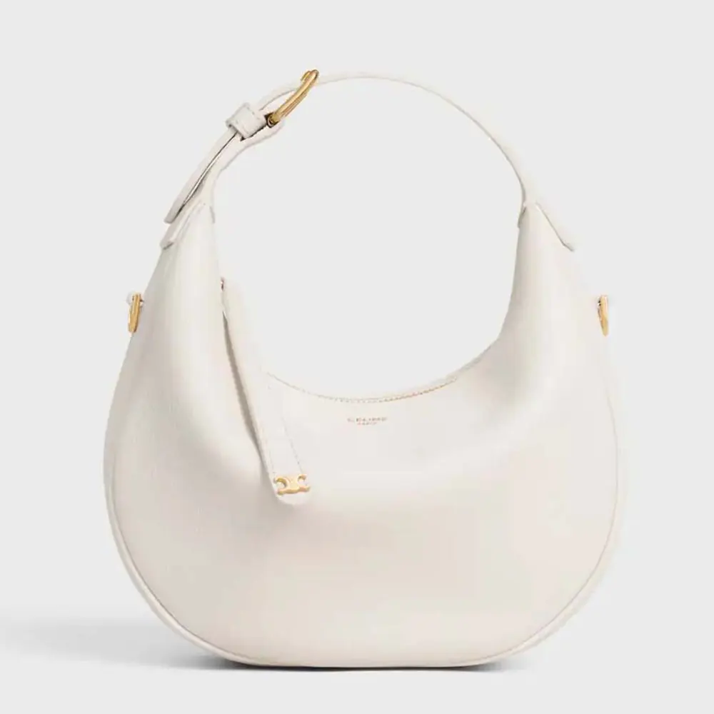 Front view of Celine Women Teen Celine Lulu in Grained Calfskin-White
