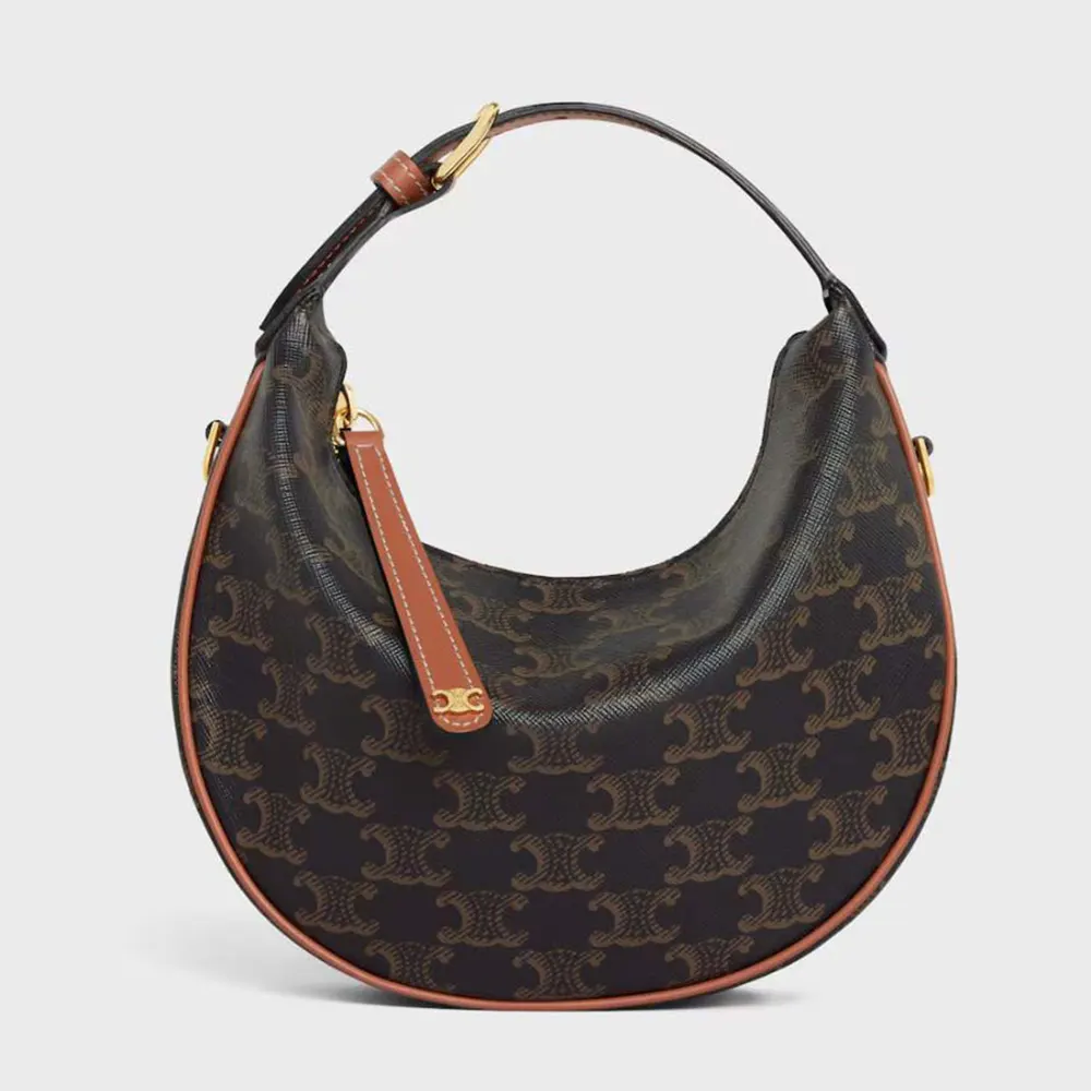 Front view of Celine Women Teen Celine Lulu in brown canvas and calfskin