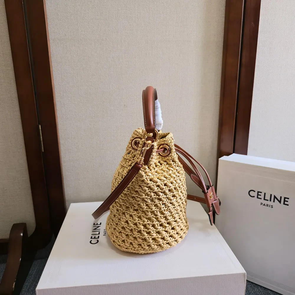 Celine Women Teen Clara Bag in Raffia and Calfskin - image 4