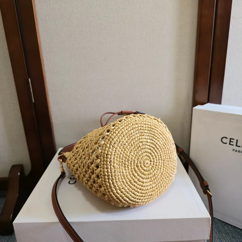 Celine Women Teen Clara Bag in Raffia and Calfskin - image 6