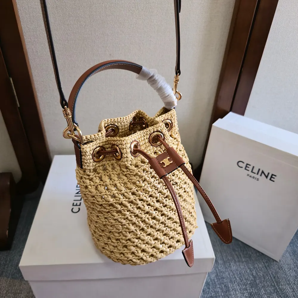 Celine Women Teen Clara Bag in Raffia and Calfskin - image 5