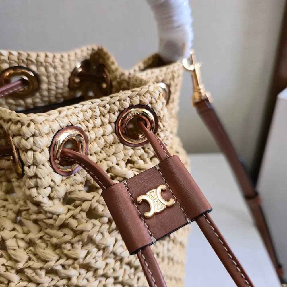 Celine Women Teen Clara Bag in Raffia and Calfskin - image 9