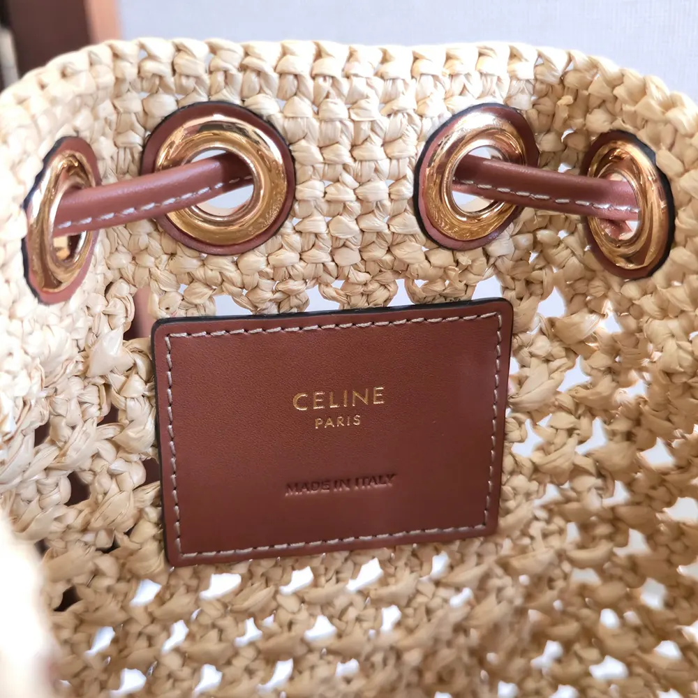 Celine Women Teen Clara Bag in Raffia and Calfskin - image 8