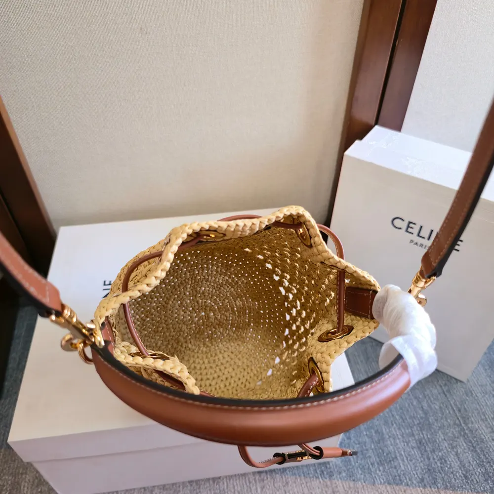 Celine Women Teen Clara Bag in Raffia and Calfskin - image 7