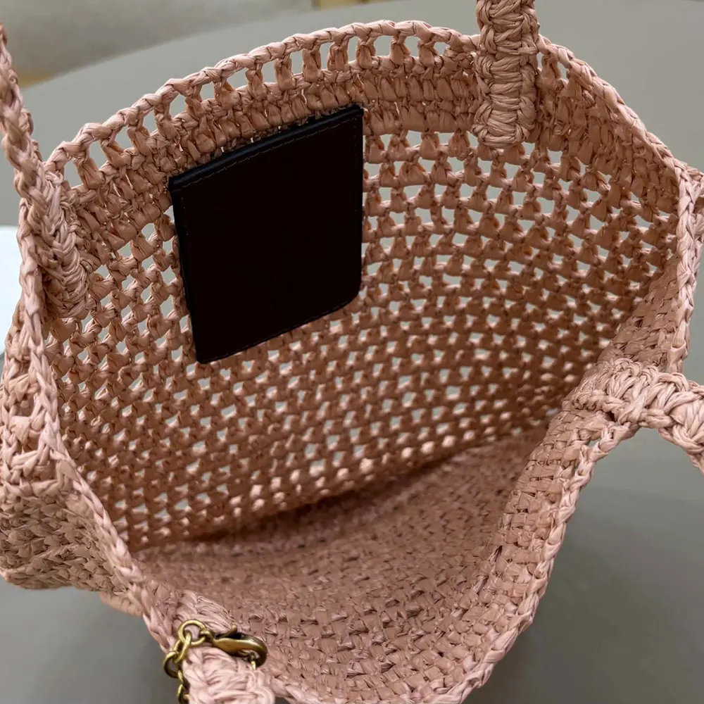 Chloe Women Small Summer Banana Tote Bag in Raffia-Pink - image 6