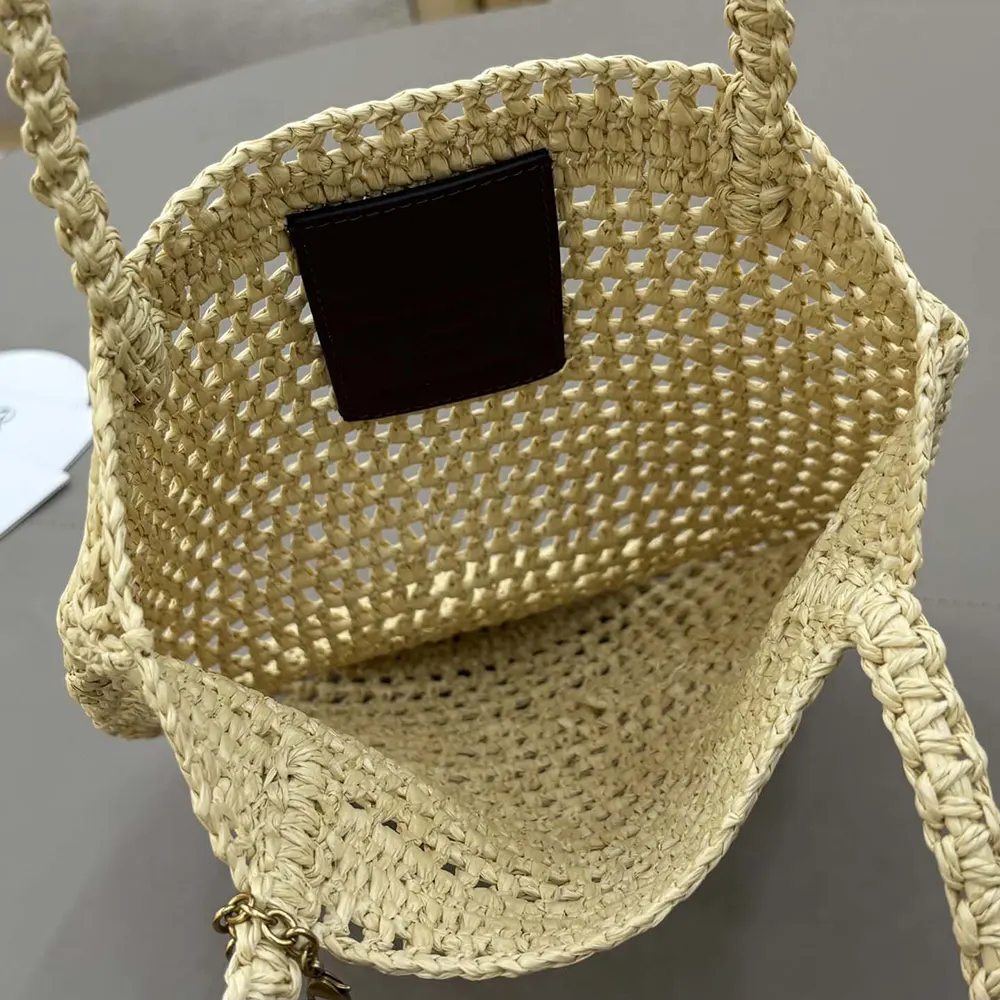 Chloe Women Small Summer Banana Tote Bag in Raffia-Sandy - image 6