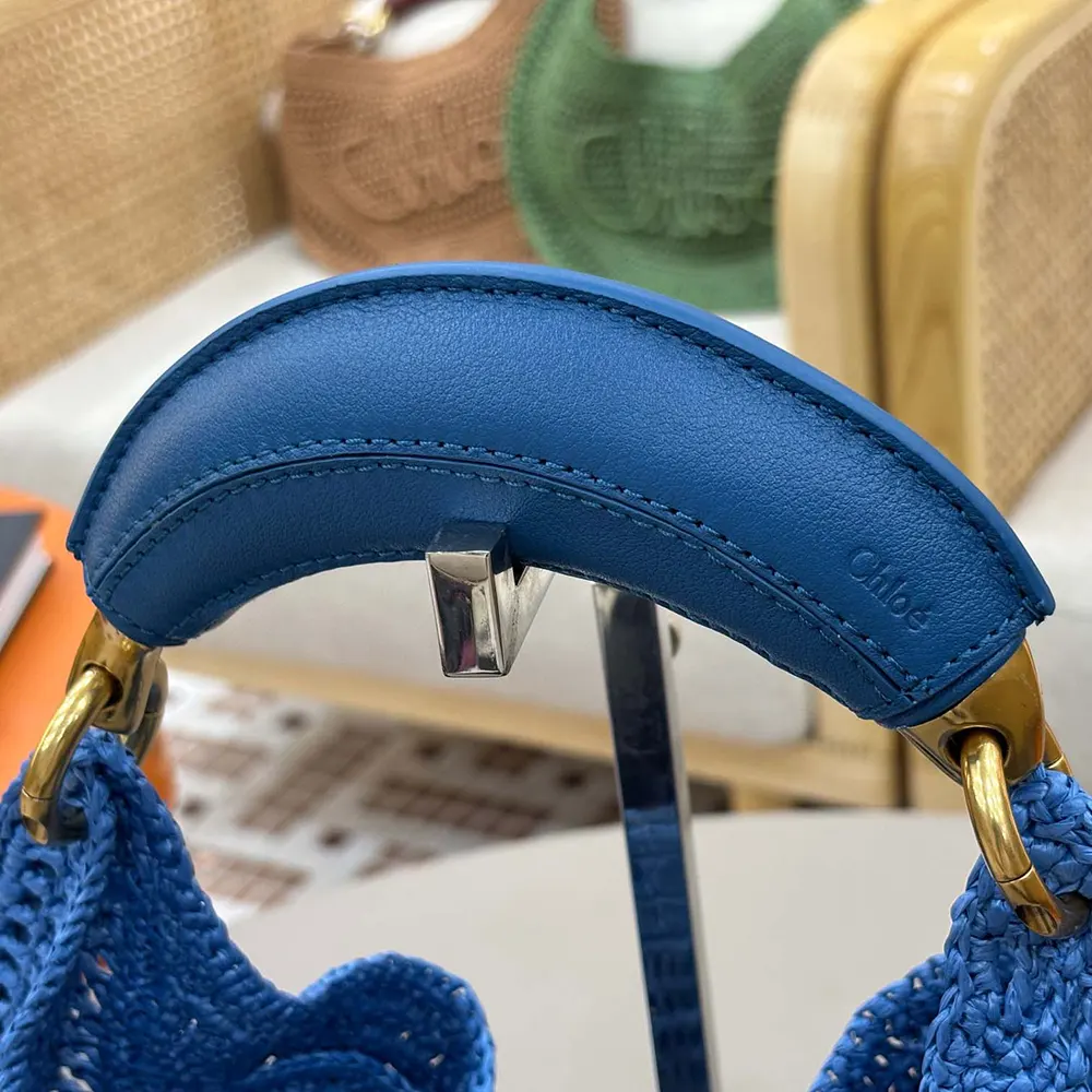 Chloe Women Summer Banana Hobo Bag In Raffia-Blue - image 9
