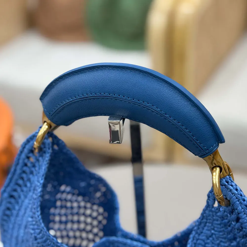 Chloe Women Summer Banana Hobo Bag In Raffia-Blue - image 8