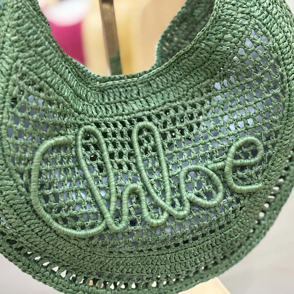 Chloe Women Summer Banana Hobo Bag In Raffia-Green - image 6