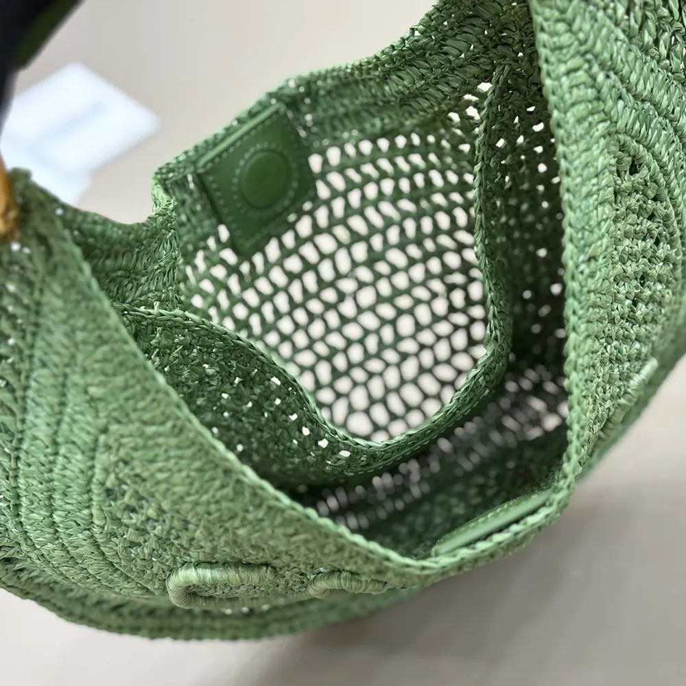 Chloe Women Summer Banana Hobo Bag In Raffia-Green - image 7