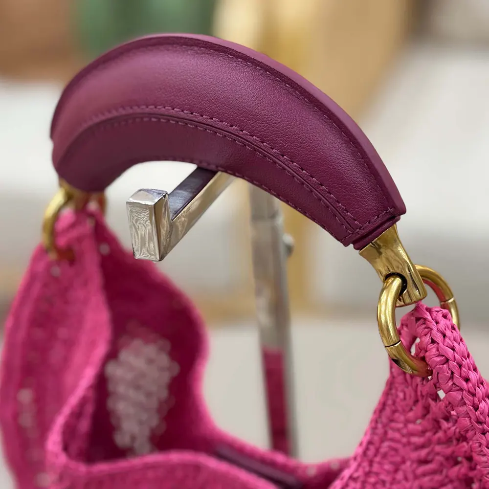 Chloe Women Summer Banana Hobo Bag In Raffia-Rose - image 7