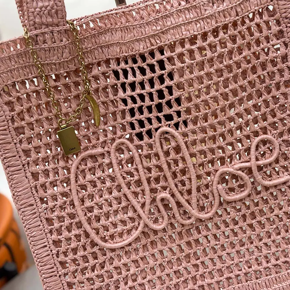 Chloe Women Summer Banana Tote Bag In Raffia-Pink - image 6