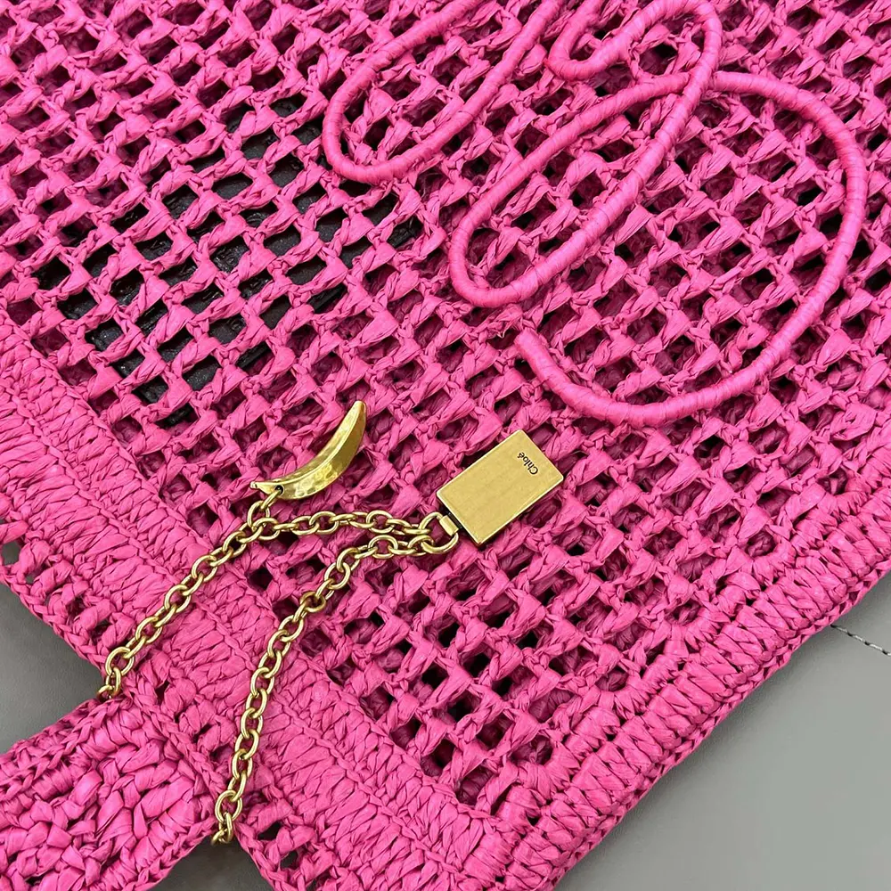 Chloe Women Summer Banana Tote Bag In Raffia-Rose - image 8