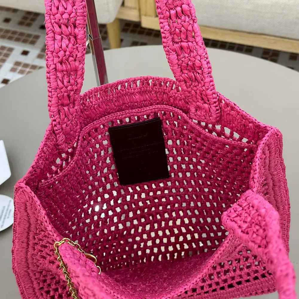 Chloe Women Summer Banana Tote Bag In Raffia-Rose - image 6