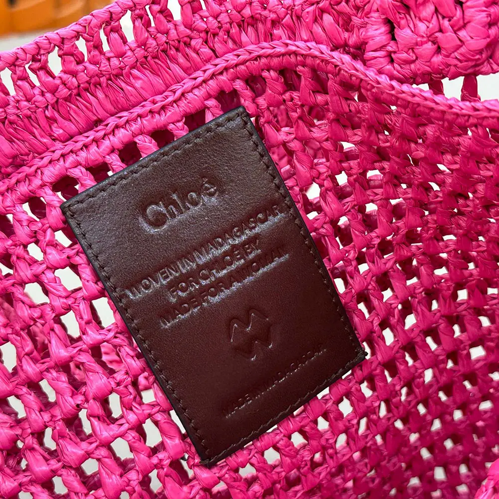 Chloe Women Summer Banana Tote Bag In Raffia-Rose - image 10