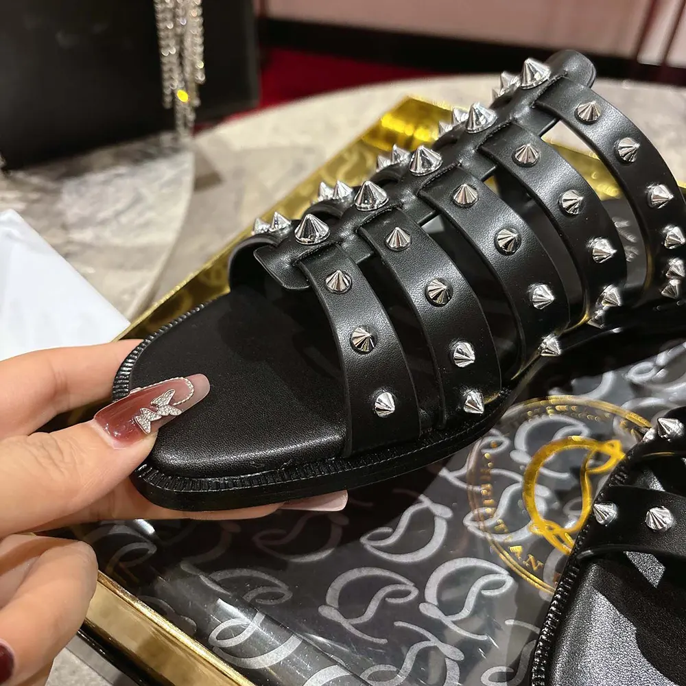 Christian Louboutin Women Charja Mules Waxed Calf Leather-Black - image 9