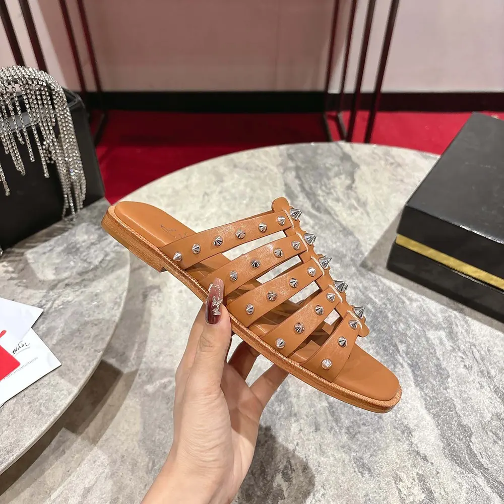 Christian Louboutin Women Charja Mules Waxed Calf Leather-Brown - image 7