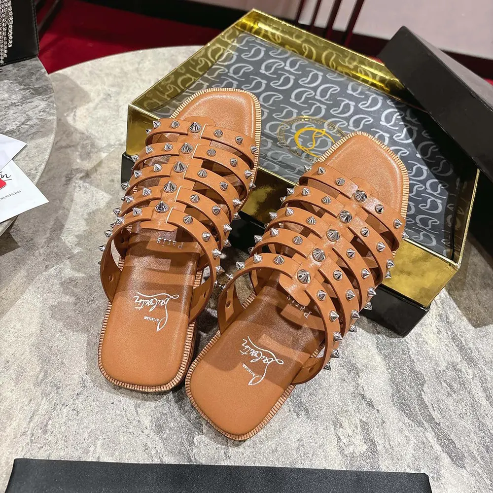 Christian Louboutin Women Charja Mules Waxed Calf Leather-Brown - image 6