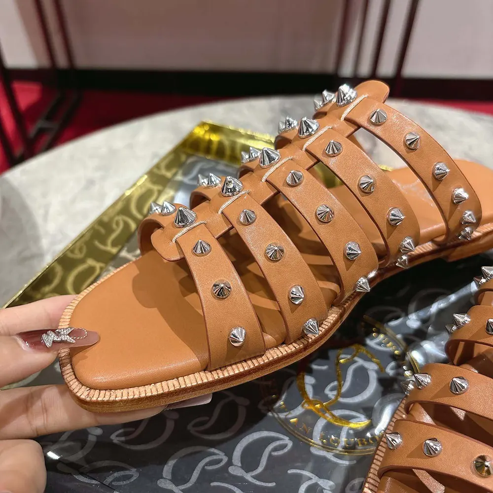 Christian Louboutin Women Charja Mules Waxed Calf Leather-Brown - image 8
