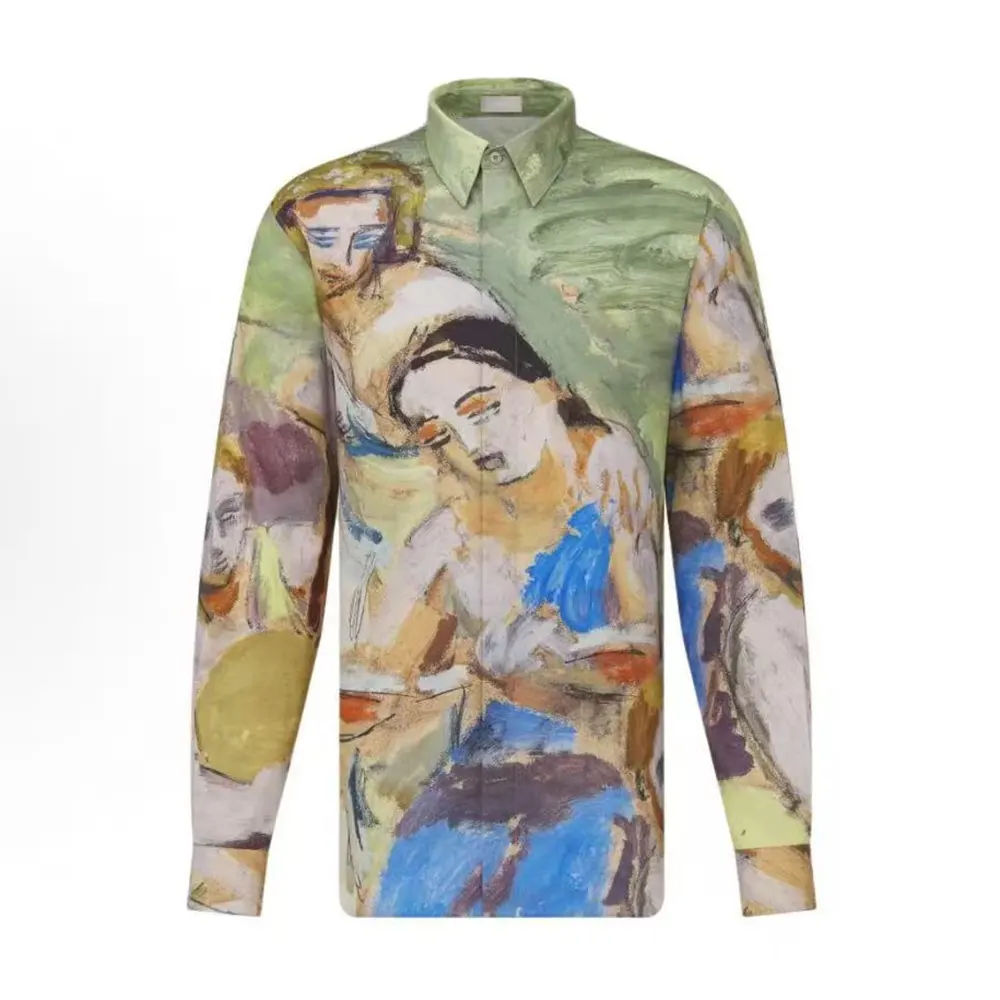 Front view of Dior Men Duncan Grant and Charleston Shirt Multicolor Cotton and Silk Poplin