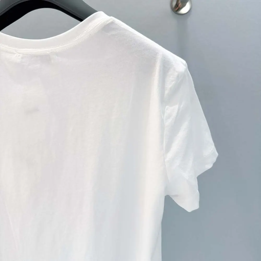 Dior Women T-Shirt White Cotton and Linen Jersey with Multicolor Dior Star Motif - image 6