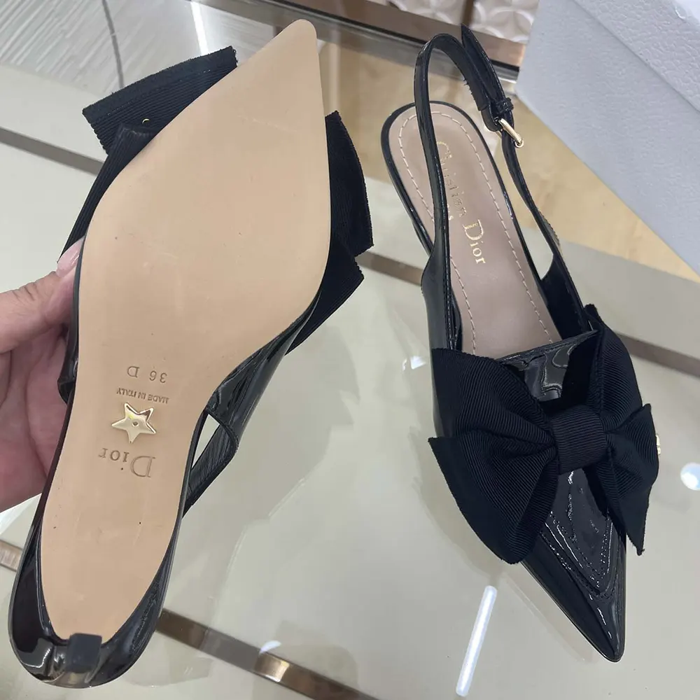 Dior Women Diorissimo Slingback Pump Black Patent Calfskin and Grosgrain - image 7