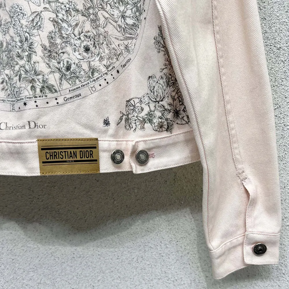 Dior Women Jacket Cotton Denim with Pink Dior Astral Flowers Motif - image 6