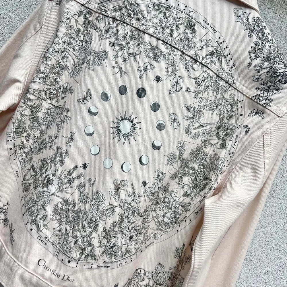 Dior Women Jacket Cotton Denim with Pink Dior Astral Flowers Motif - image 5