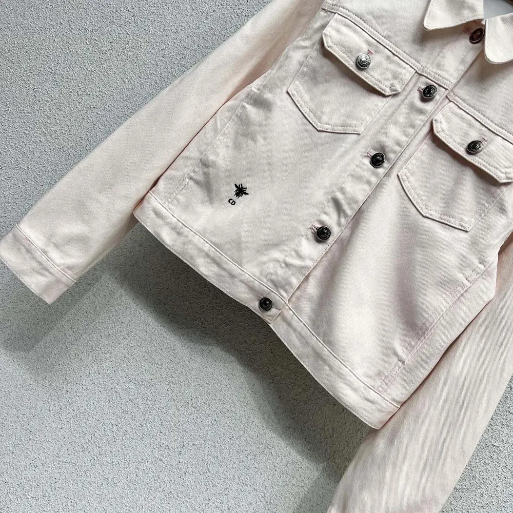 Dior Women Jacket Cotton Denim with Pink Dior Astral Flowers Motif - image 4