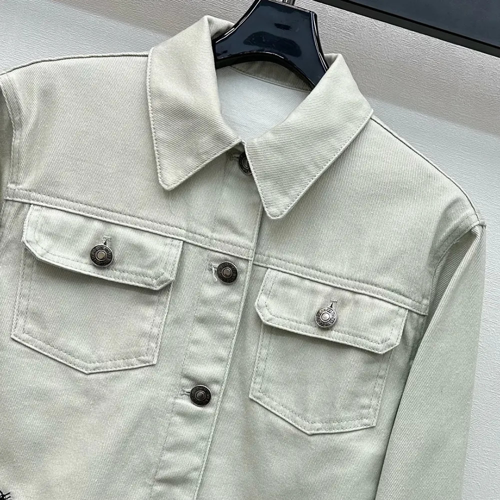 Dior Women Jacket Cotton Denim with Sage Green Dior Astral Flowers Motif - image 6