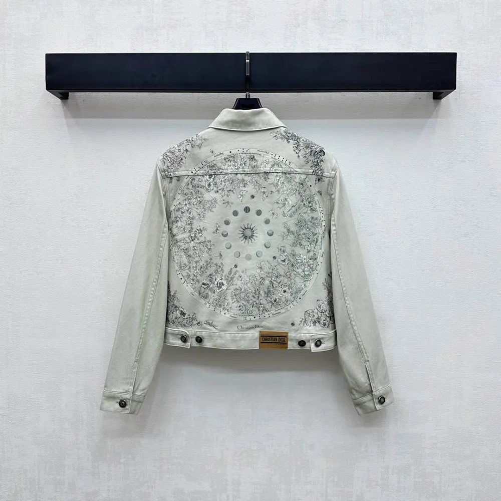 Side profile showing tailored fit and silver hardware on Dior Women Jacket Cotton Denim