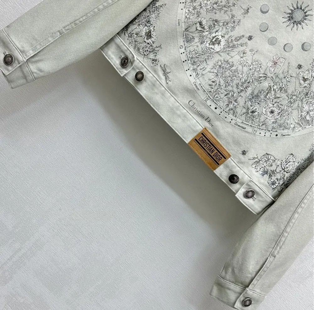 Dior Women Jacket Cotton Denim with Sage Green Dior Astral Flowers Motif - image 8