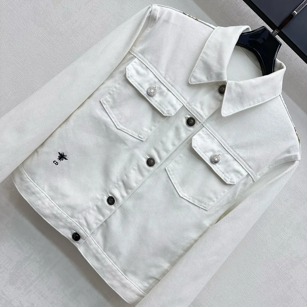 Dior Women Jacket White Cotton Denim with Multicolor Dior Astral Flowers Motif - image 4
