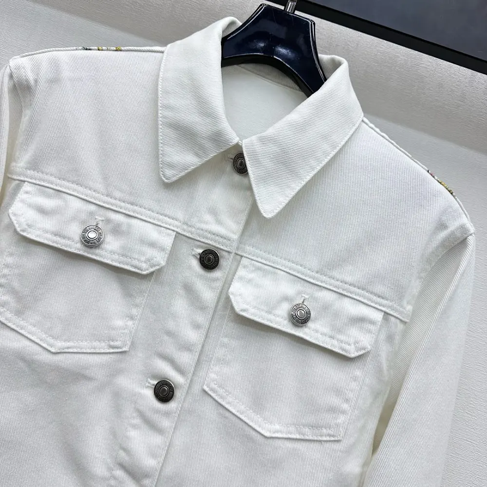 Dior Women Jacket White Cotton Denim with Multicolor Dior Astral Flowers Motif - image 6