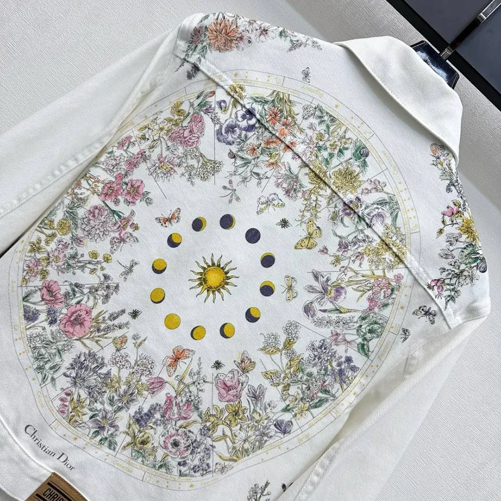 Dior Women Jacket White Cotton Denim with Multicolor Dior Astral Flowers Motif - image 5