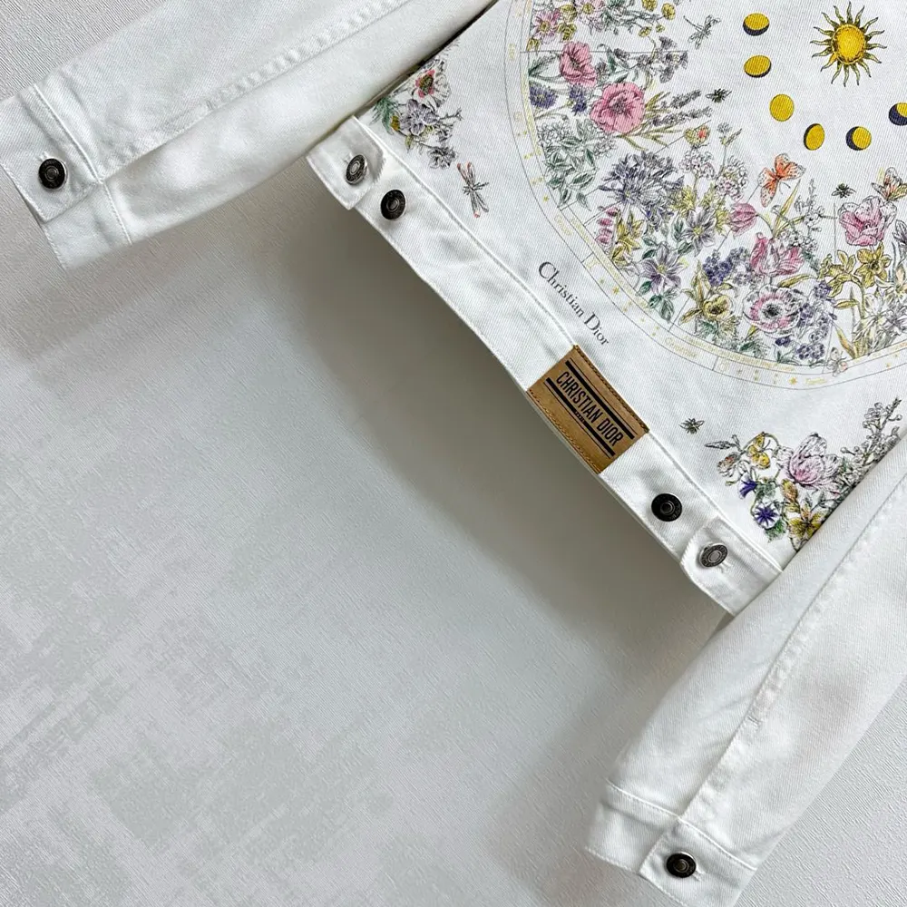 Dior Women Jacket White Cotton Denim with Multicolor Dior Astral Flowers Motif - image 8