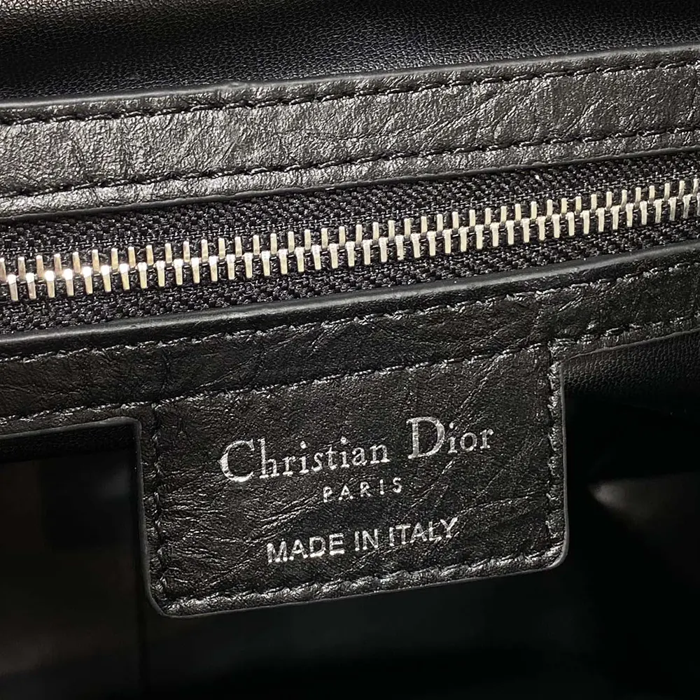 Dior Women Medium D-Motion Bag Black Macrocannage Crinkled Calfskin - image 10