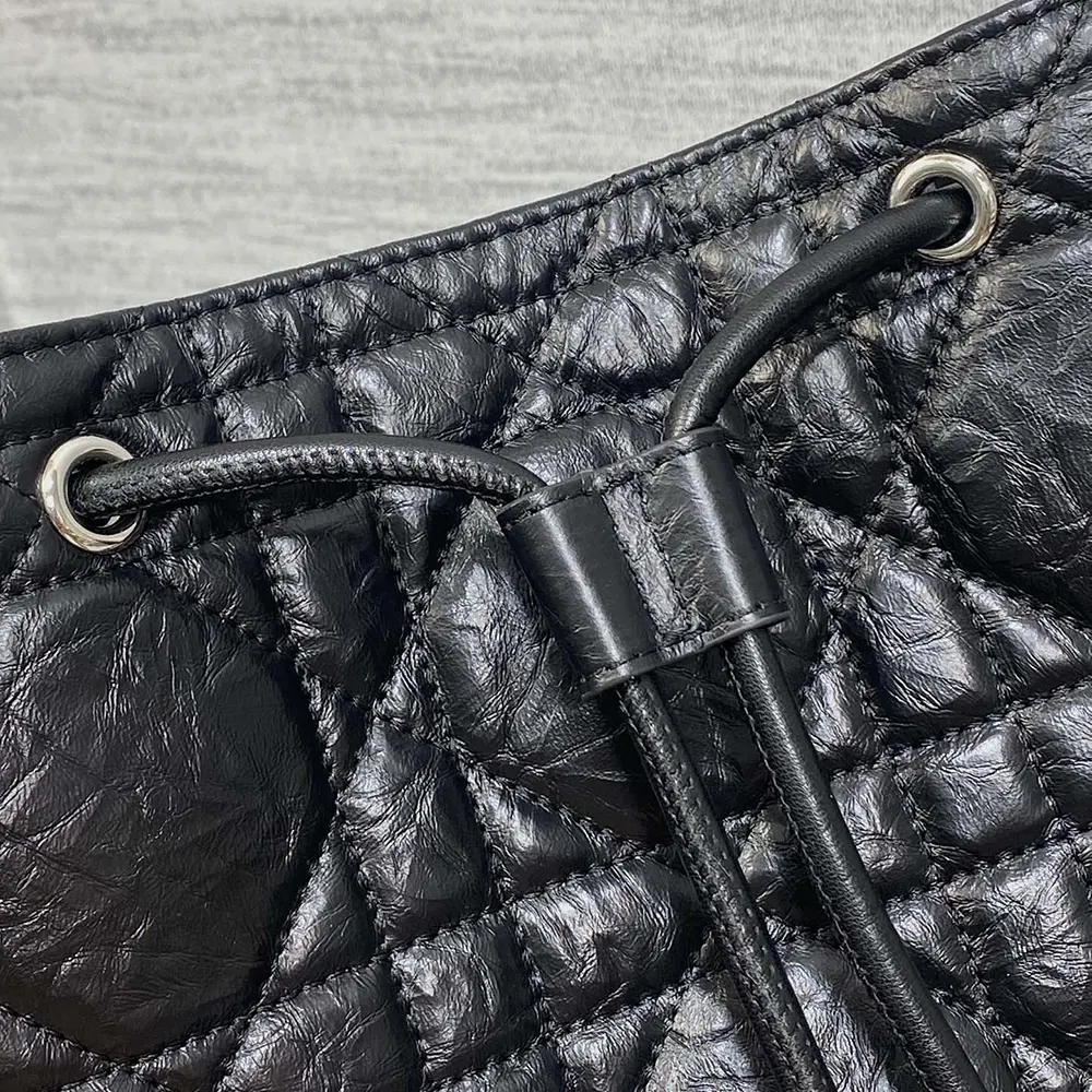 Dior Women Medium D-Motion Bag Black Macrocannage Crinkled Calfskin - image 9