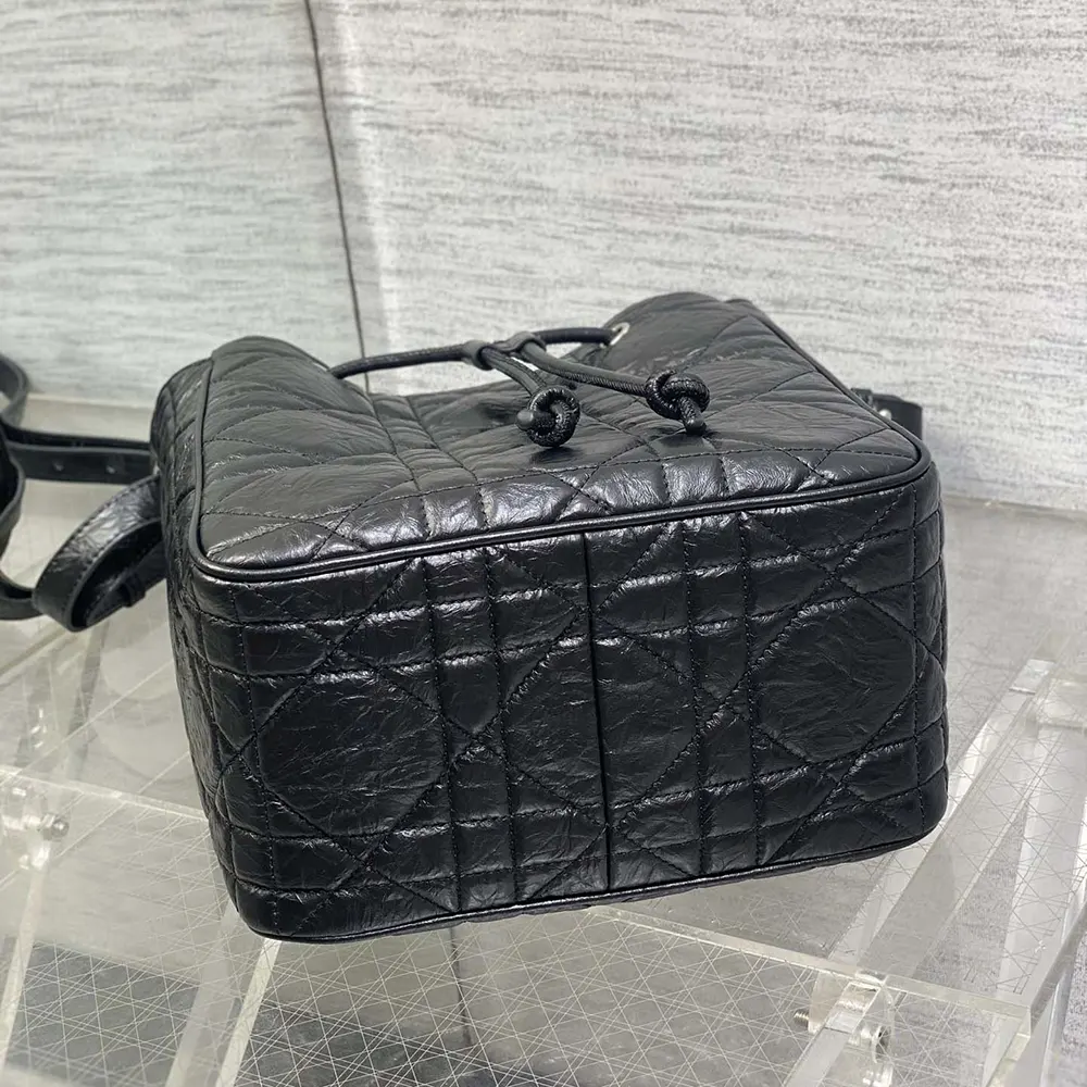 Dior Women Medium D-Motion Bag Black Macrocannage Crinkled Calfskin - image 6