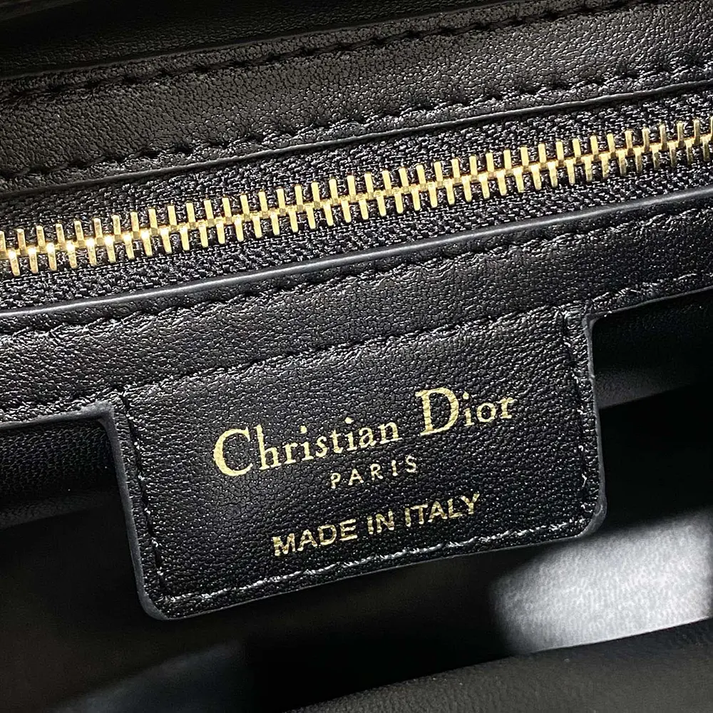 Dior Women Small D-Motion Bag Black Macrocannage Lambskin - image 10