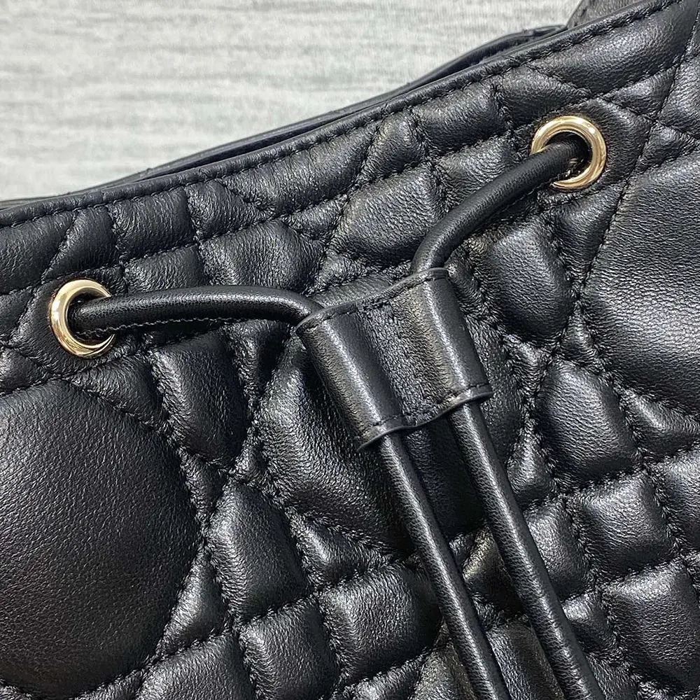 Dior Women Small D-Motion Bag Black Macrocannage Lambskin - image 9