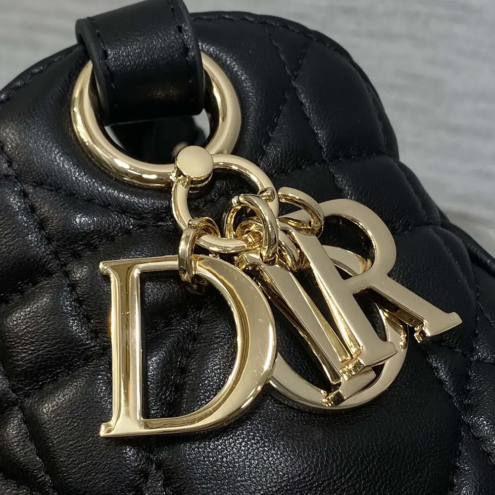Dior Women Small D-Motion Bag Black Macrocannage Lambskin - image 8