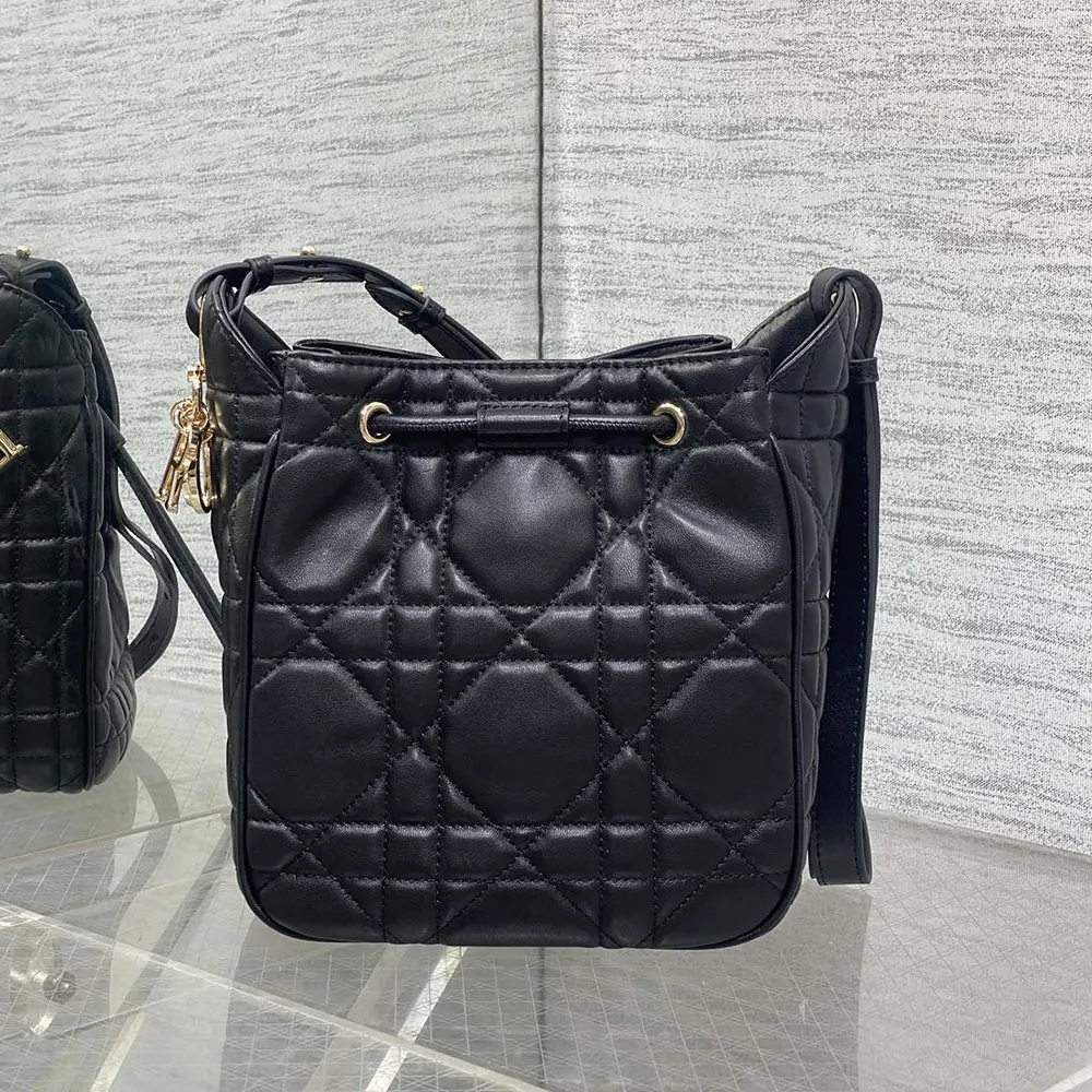 Dior Women Small D-Motion Bag Black Macrocannage Lambskin - image 4