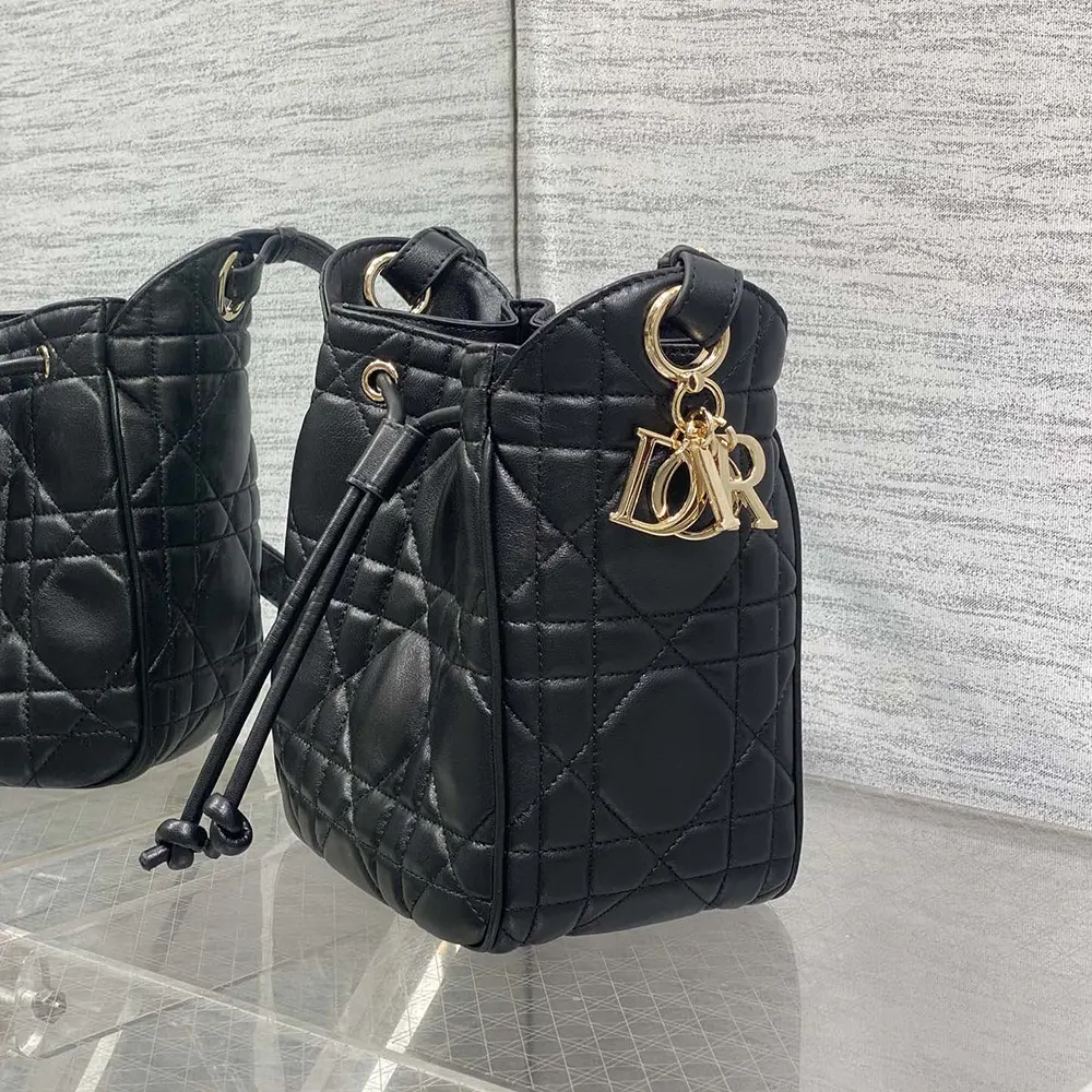 Dior Women Small D-Motion Bag Black Macrocannage Lambskin - image 5