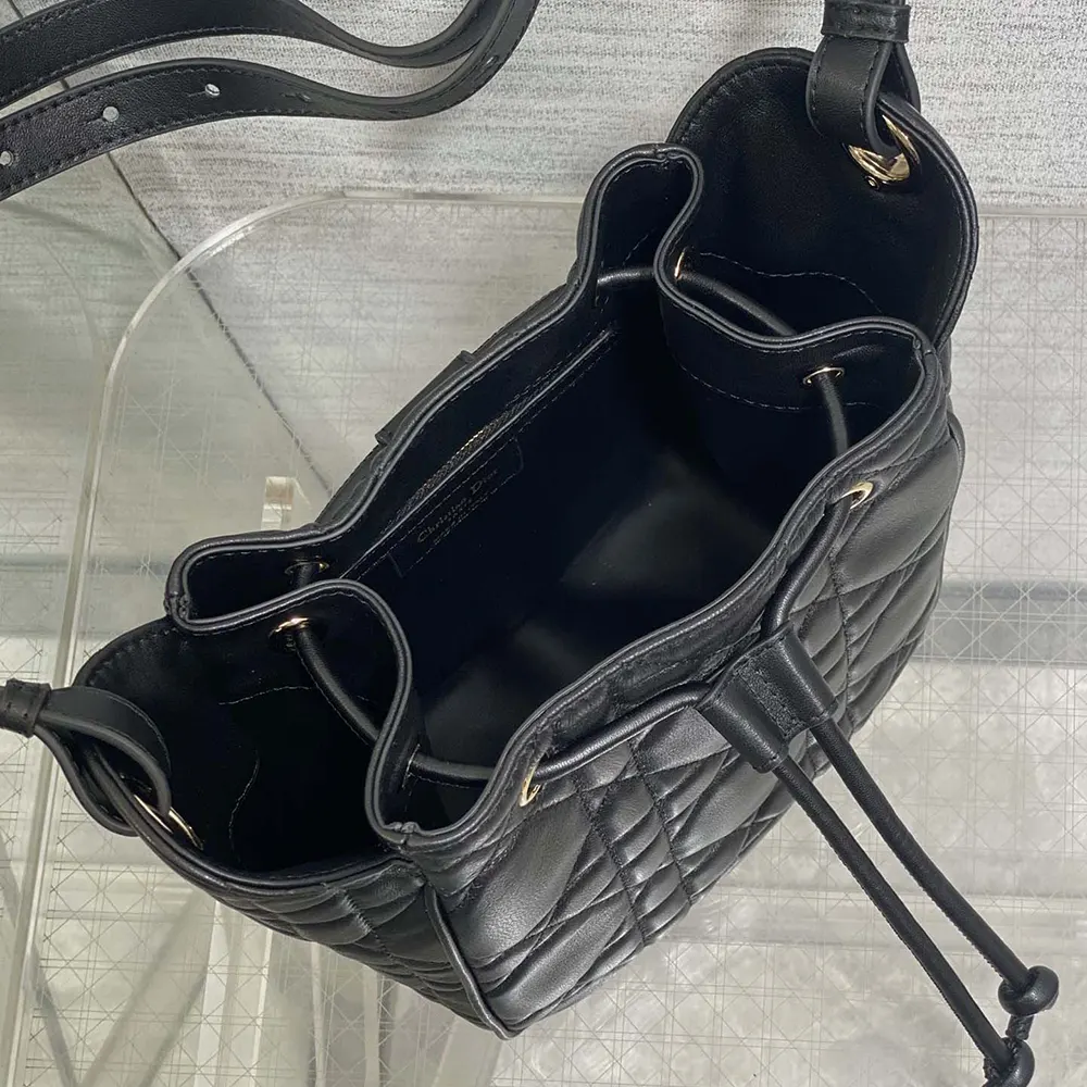 Dior Women Small D-Motion Bag Black Macrocannage Lambskin - image 7
