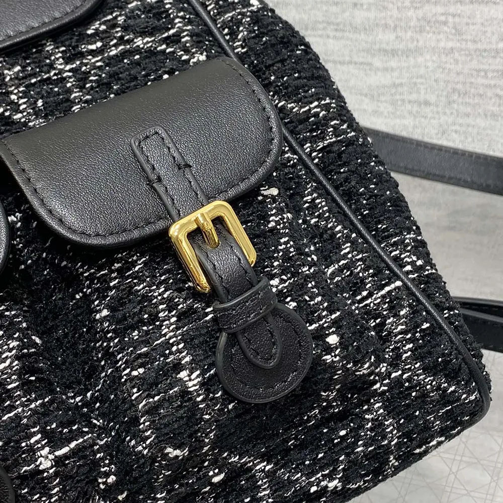 Dior Women Medium Dior Caro Backpack Black Tweed with White Cannage Motif - image 7